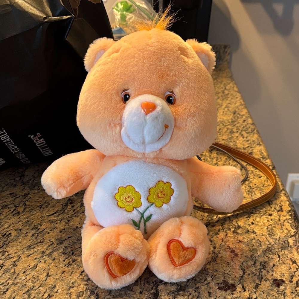 Care Bears Friend Bear Plush 14” Orange Peach Flower Belly Stuffed Animal